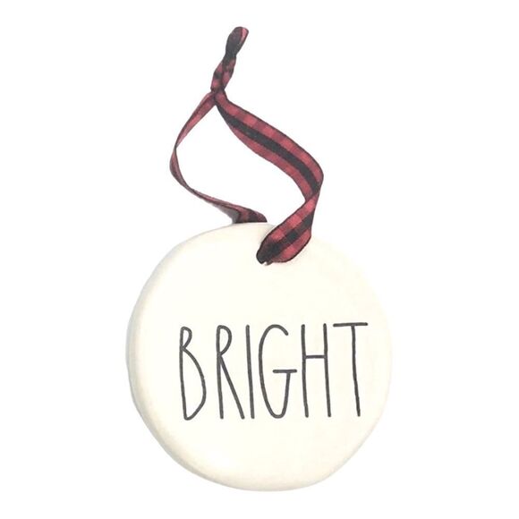 Rae Dunn Set of 3 White Christmas Ceramic Holiday Ornaments Plaid New in Box - Picture 5 of 7